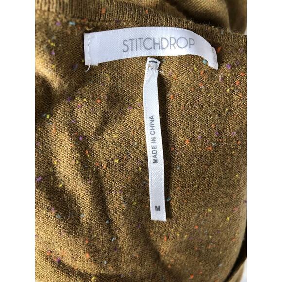 Stitchdrop Lake Geneva Sweater Dress Lagenlook Long Sleeve V-Neck Midi Green M - Picture 5 of 8